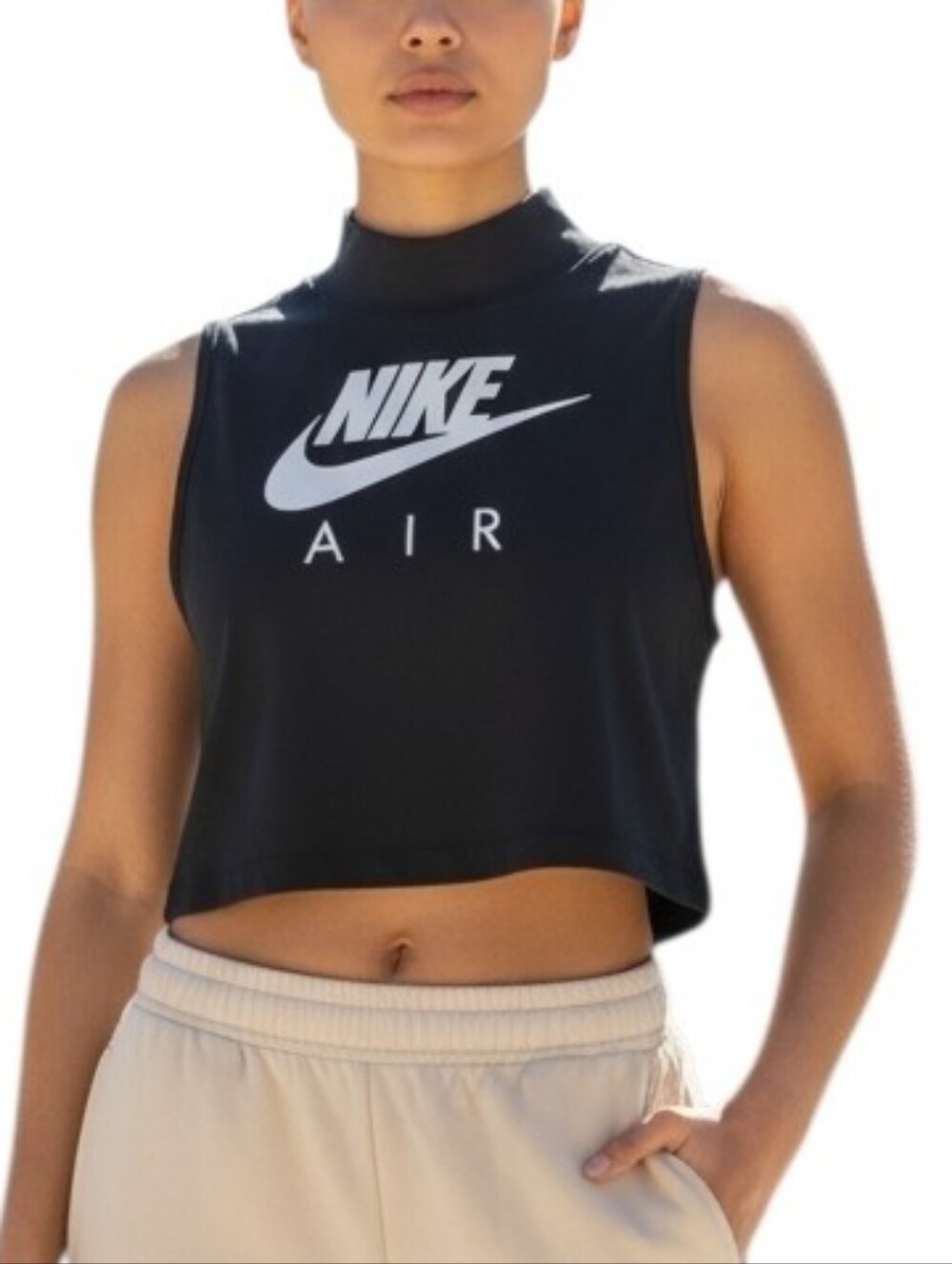 Nike Black Sleeveless Crop Top with White Nike Air Logo